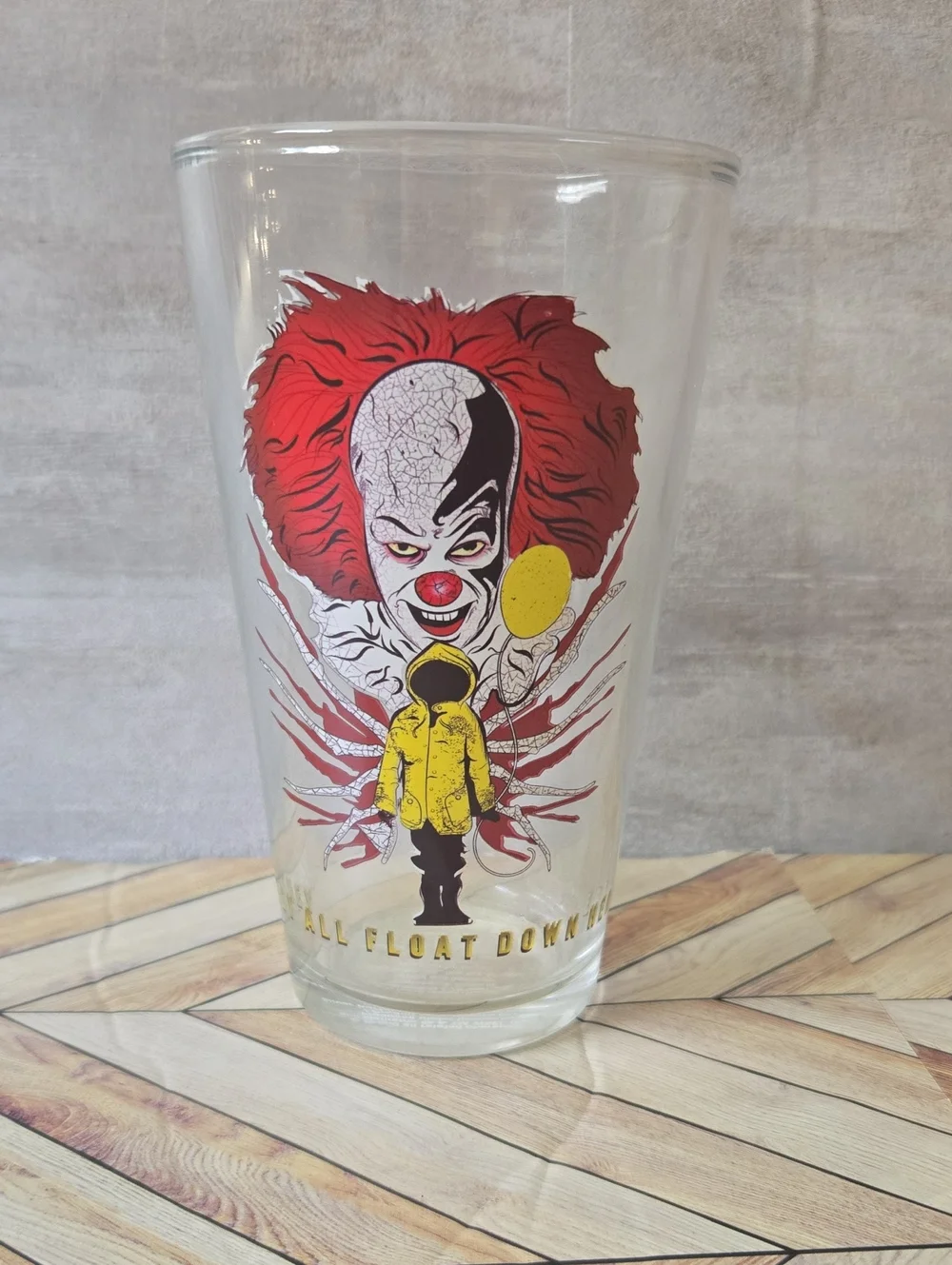 ​IT Pennywise Clown 16oz Pint Glass Stephen King Horror Movie Drink Tumbler